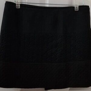 CAbi Wrap Swathe Quilted Pattern Black Mini Skirt Size Small